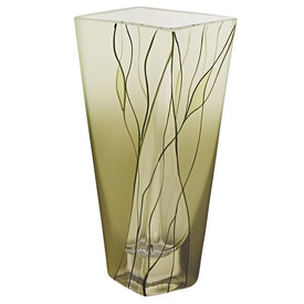 Evergreen European Mouth-Blown Hand-Decorated Square Tapered 8" Vase