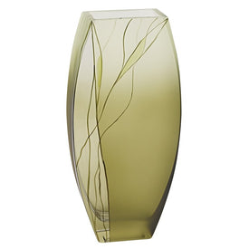 Evergreen European Mouth-Blown and Hand-Decorated 12" Tall Vase