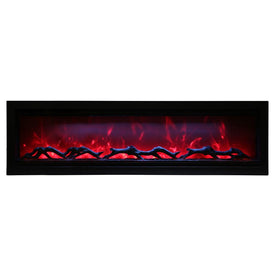 Symmetry 60" Clean Face Built-In Electric Fireplace with Log and Glass, Black Steel Surround