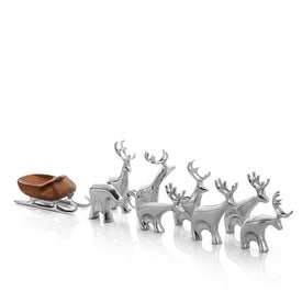 Miniature Reindeer with Sleigh Nine-Piece Set