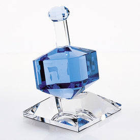 Handcrafted Cobalt Crystal Dreidel on Stand