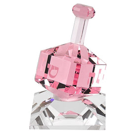 Handcrafted Pink Crystal Dreidel on Stand