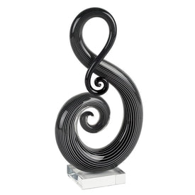 Black and White Note Murano-Style Art Glass 12" Centerpiece
