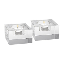 Dakota Crystal Block Tealight Candle Holders Set of 2