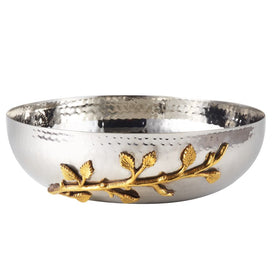 Golden Vine 10" Hammered Stainless Steel Salad Bowl