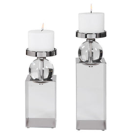 Lucian Nickel Candle Holders Set of 2 by Billy Moon