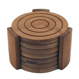 Bamboo Seven-Piece Coaster Set
