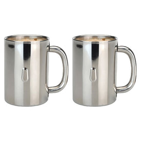Straight 12 oz 18/10 Stainless Steel Coffee Mugs Set of 2
