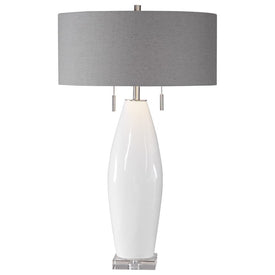 Laurie White Ceramic Table Lamp by Jim Parsons