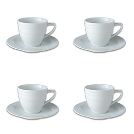Essentials Hotel 8.6 oz Porcelain Teacup and Saucers Set of 4