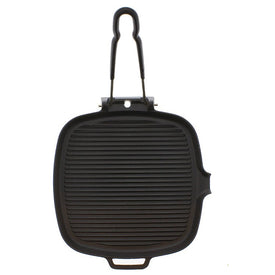 Chasseur French 9" Cast Iron Square Grill With Folding Handle