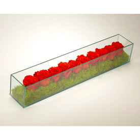Orange Preserved Roses in Rectangular Glass Box