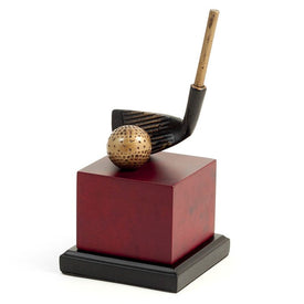 9" Golf Club Head Sculpture on Burl Wood Base