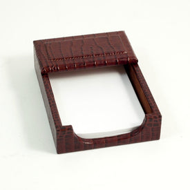 4" x 6" Croco Leather Memo Pad Holder - Brown