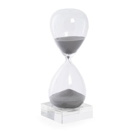 60-Minute Sand Timer on Crystal Base with Gray Sand