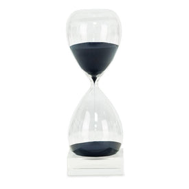 60-Minute Sand Timer on Crystal Base with Navy Sand