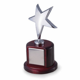 Silver-Plated Star Trophy on Lacquered Rosewood Base with Engravable Plate