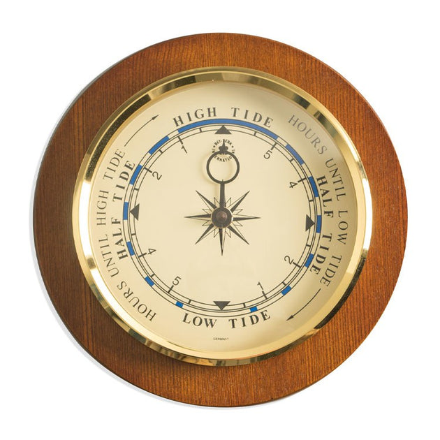 Two Porthole Quartz Clock and Barometer on Teak Finished Wood