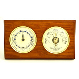 Oak Wood Wall-Mount Tide Clock, Barometer and Thermometer