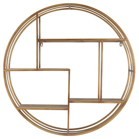 31.5" Round Wood/Metal Wall Shelf