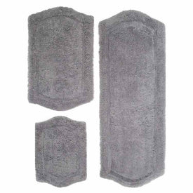 22" x 60" & 21" x 34" & 17" x 24" Paradise Memory Foam Three-Piece Gray Bath Rug Set