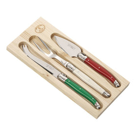 Jean Dubost Laguiole Three-Piece Italian Flag Parmesan Cheese Set