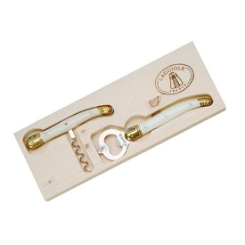 Jean Dubost Laguiole Corkscrew and Bottle Opener with Ivory Handles