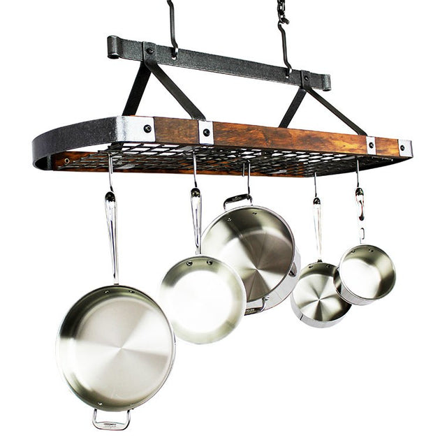 Enclume - All Bars Ceiling Pot Rack w/ 12 Hooks in Hammered Steel