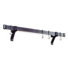 36" Rolled End Bar with 4" Wall Brackets and 6 Hooks