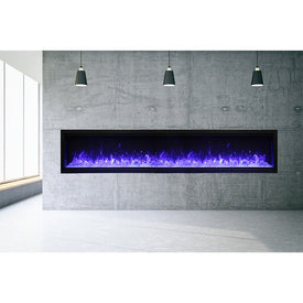Symmetry-XT 100" Extra-Tall Clean Face Built-In Electric Fireplace with Black Steel Surround