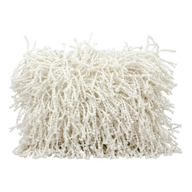 Mina Victory Skinny Fugga Shag White 14" x 20" Lumbar Throw Pillow