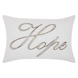 Kathy Ireland Beaded " Hope" White 12" x 18" Throw Pillow