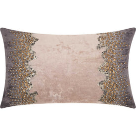 Mina Victory Couture Luster Beaded Reflections Charcoal 12" x 20" Throw Pillow