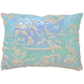 Mina Victory Fur Faux Fur Sequins Multi-Color 14" x 20" Lumbar Throw Pillow