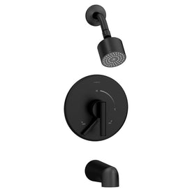 Tub and Shower Trim Dia Round with Integral Diverter 2 Lever Matte Black ADA 1.5 Gallons per Minute - OPEN BOX