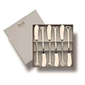 Evento Stainless Steel Butter Knives Set of 6 in Gift Box