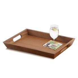 Rectangular Wood Serving Tray with Cut-Out Handles