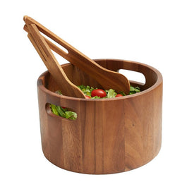 Camiguin 10.25" Wood Salad Serving Bowl with Tongs