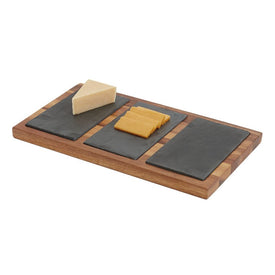 Wood Serving Tray with Removable Slate