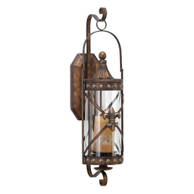 Wall Sconce with Fleur De Lis and Hurricane Glass - OPEN BOX