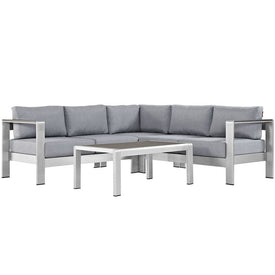Shore Four-Piece Outdoor Patio Aluminum Sectional Sofa Set