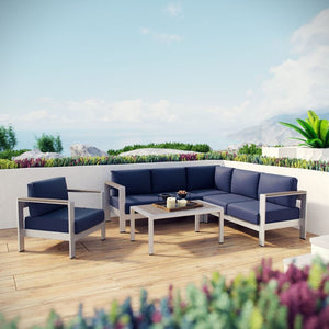EEI-2560-SLV-NAV Outdoor/Patio Furniture/Outdoor Sofas
