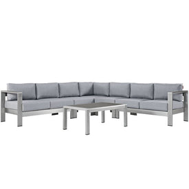 Shore Six-Piece Outdoor Patio Aluminum Sectional Sofa Set