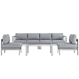 Shore Five-Piece Outdoor Patio Aluminum Sectional Sofa Set
