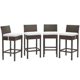 Conduit Outdoor Patio Wicker Rattan Bar Stools with Cushions Set of 4
