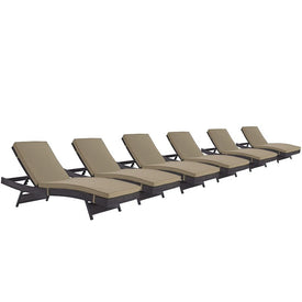 Convene Outdoor Patio Chaise Lounge Chairs Set of 6