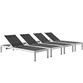 Shore Outdoor Patio Aluminum Chaise Lounge Chairs Set of 4
