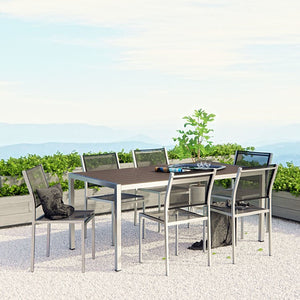 EEI-2485-SLV-BLK-SET Outdoor/Patio Furniture/Patio Dining Sets