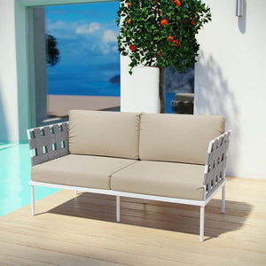 EEI-2603-WHI-BEI Outdoor/Patio Furniture/Outdoor Sofas