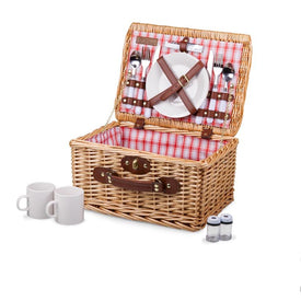 Catalina Picnic Basket, Red and White Plaid